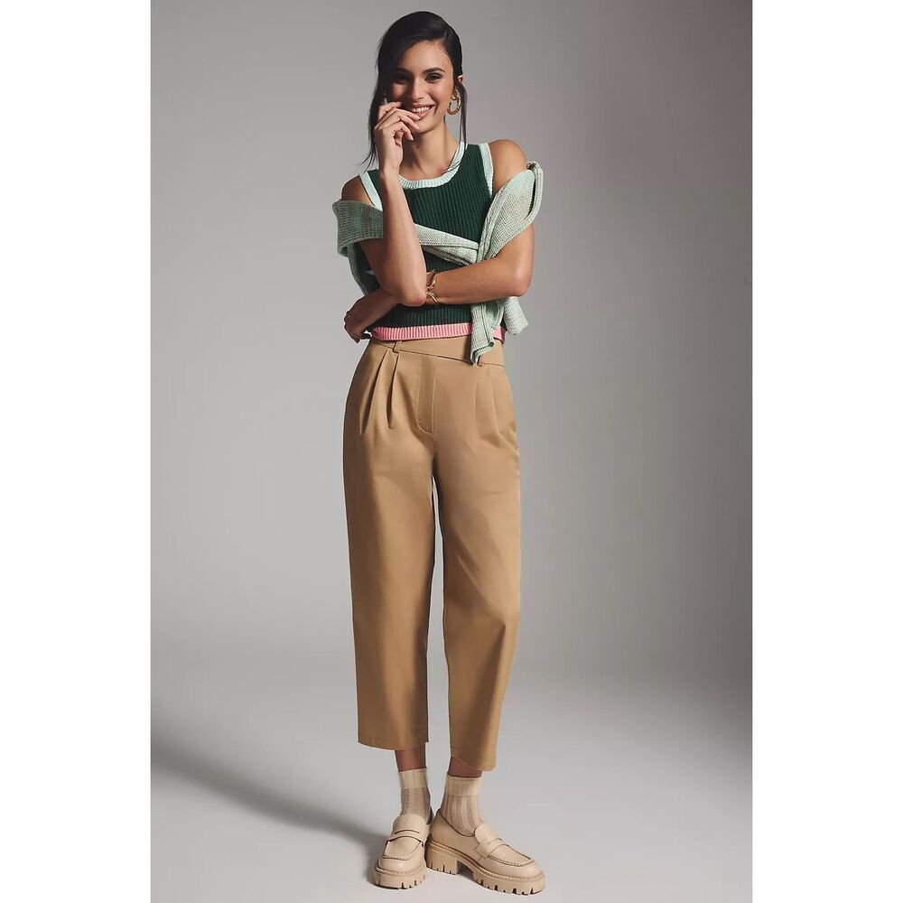 ✨Anthropologie Exquise Barrel-Leg Chino Tan Sz XSP Pants✨